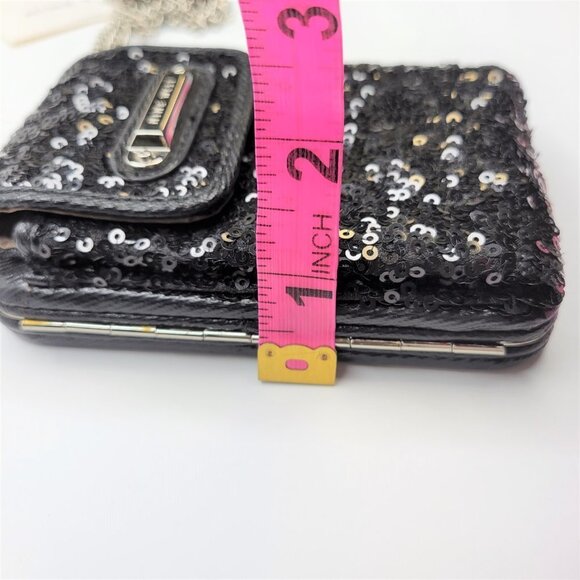 Nine West Black Sequin Crossbody Purse Credit Card Purse Evening Bling Wristlet - Picture 13 of 16